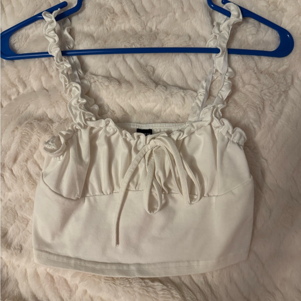 SHEIN White Ruffled Crop Top